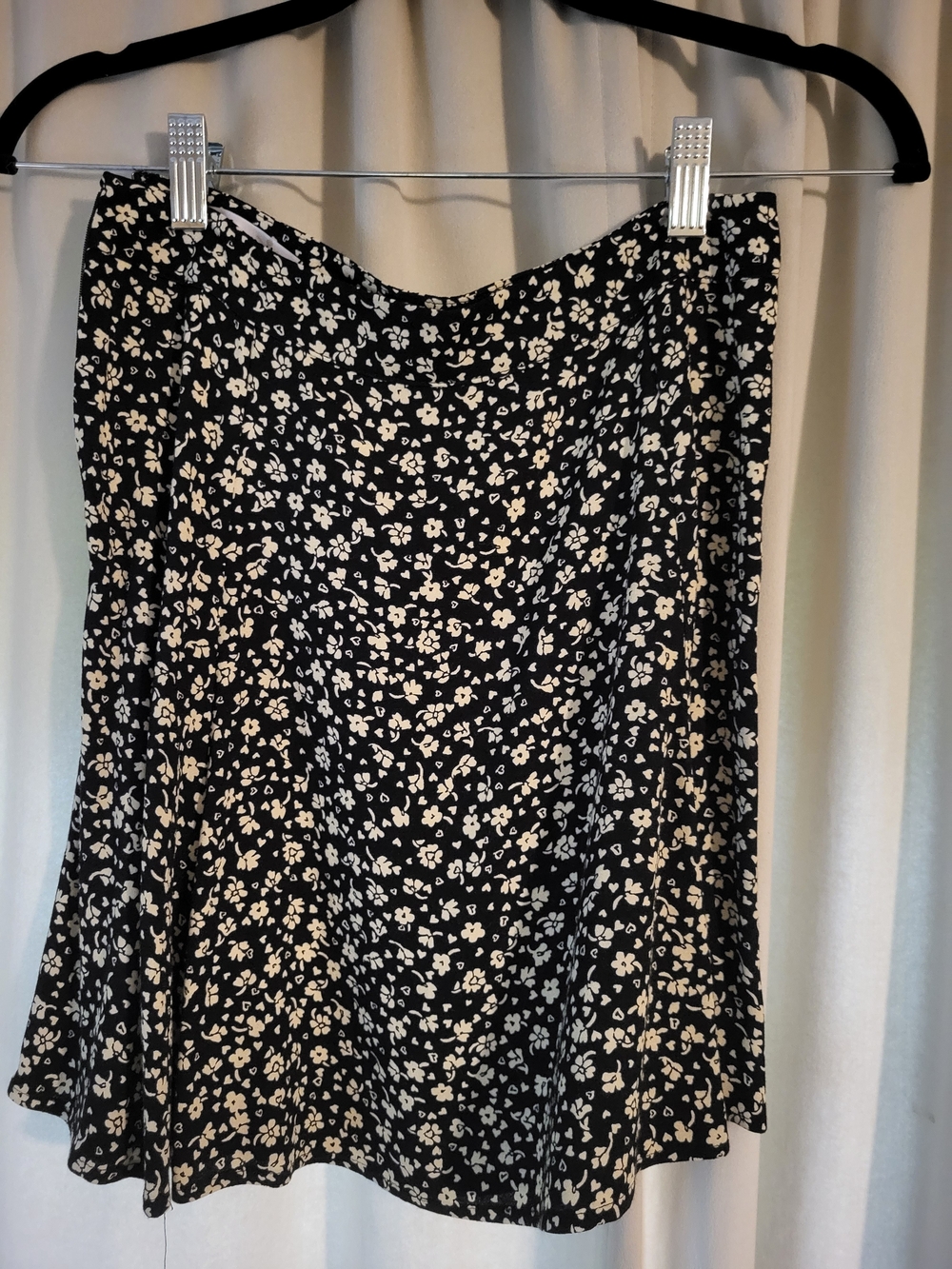 Reformation Black Floral Circle Skirt
